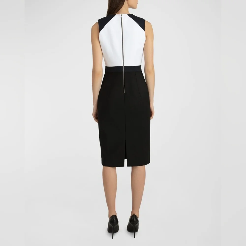 12. NWT JUDITH & CHARLES SASHA TWO TONE SLEEVELESS DRESS IN BLACK COMBO - Picture 2 of 10